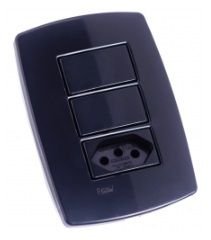 INTERRUPTOR 2 TECLAS + TOMAD 10A PEROLA NEGRA RADIAL 1804122