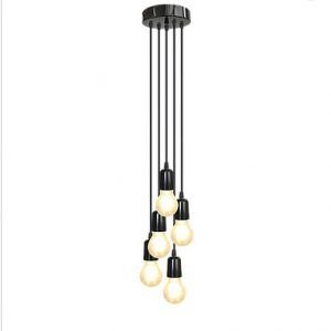 CASCATA 5 PENDENTES 40W E-27 1,2 M PRETO ILUX EC305PR12