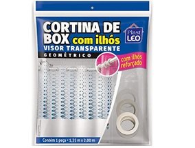 CORTINA BOX VINIL RETANG. GEOMETRICO C/ ILHOS PLASTLEO 640/A