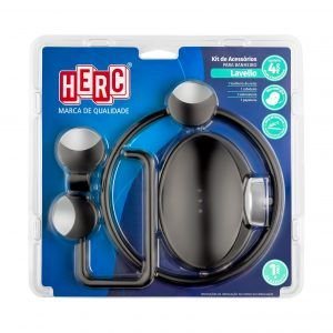 KIT 4 PCS LAVELLO   PRETO/CROMADO   HERC H.00083