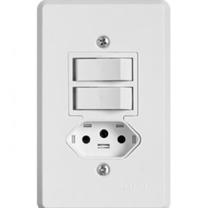 INTERR.2 TECLAS PAR C/TOMADA 10A PRATIKA I.19300