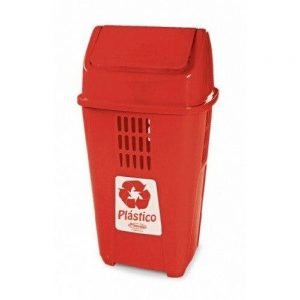 LIXEIRA PVC 50 LITROS VERMELHA PLASVALE P.757VM