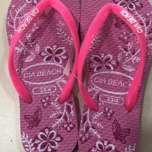 SANDALIA CIA BEACH  FLORES ROSA   33/34    WK06
