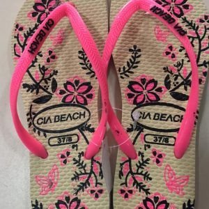 SANDALIA CIA BEACH  FLORES BEGE   37/38    WK06