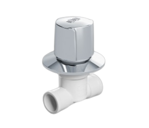 REGISTRO PVC FACILITA 20 MM BRANCO C/ CANOPLA CROMADA HERC