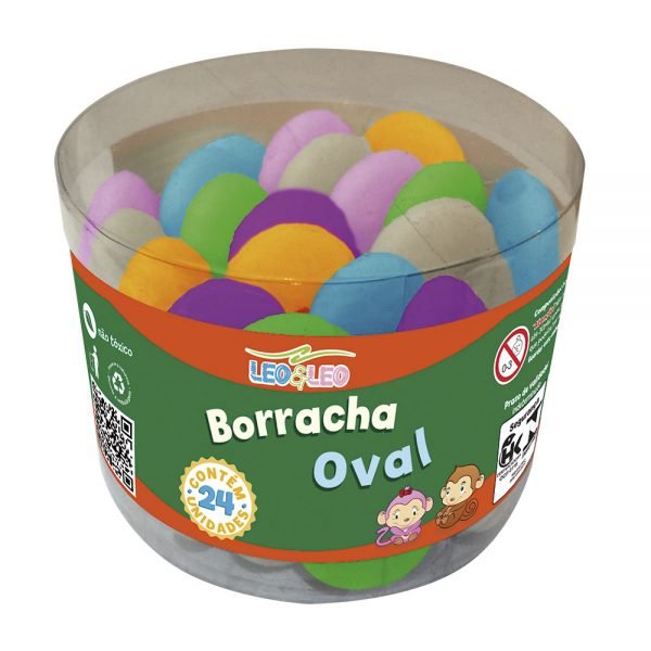 BORRACHA ESCOLAR SORT.OVAL C/24 UNI LEO 4191