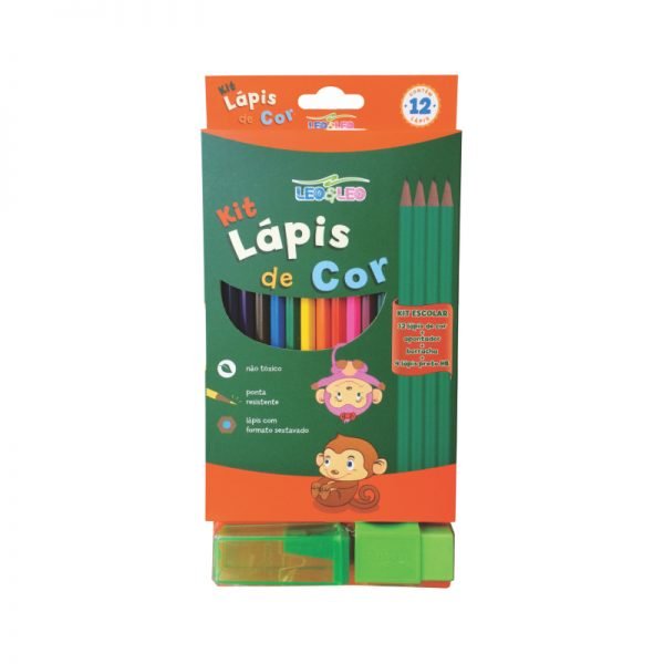 KIT ESCOLAR 12 LAPIS/APONTADOR/BORRACHA LEOELEO 4323
