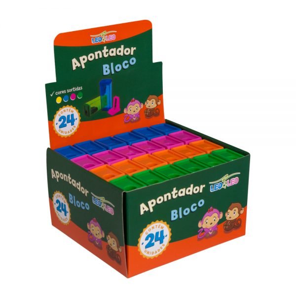 APONTADOR PVC C/ DEP. RETANGULAR C/24 LEOELEO 4531