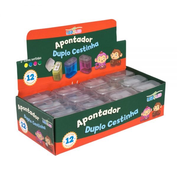 APONTADOR PVC DUPLO C/ DEP. CESTINHA  C/12 LEOELEO 4568