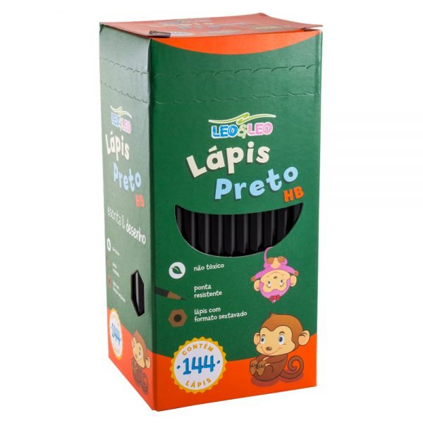 LAPIS GRAFITE HB PRETO SEXTAVADO C/ 144 UNID. LEOELEO 4683