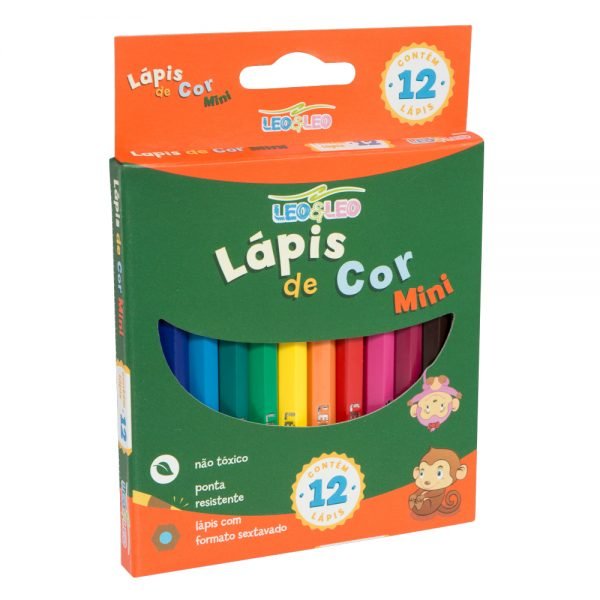 LAPIS MINI 12 CORES PVC SEXTAVADO LEOELEO 4690