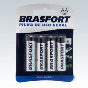 PILHA PEQUENA AA 1,5V CARTELA (C/ 4) BRASFORT B.6309
