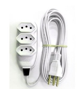 EXTENSAO 10M C/CABO PP CHATO3 VIAS 10A BRANCA ILUMI I.172001