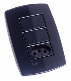 INTERRUPTOR 2 TEC SIMP + TOM 20A PEROLA NEGRA RADIAL 1804222