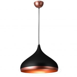 PENDENTE RPX GOTA 40 CM PRETO C/ BORDA COBRE STARTEC