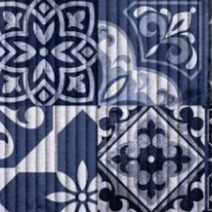 TAPETE TROPICAL  AZULEJO AZUL    0,43 X 65 CM  KAPAZI