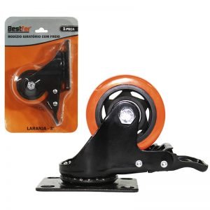 RODIZIO GIRATORIO LARANJA C/FREIO 3 BESTFER BFH1919