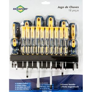 JOGO DE CHAVE C/18 (FENDA, PHILIPS, PRECISAO)BRASFORT B.7030