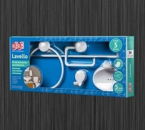 KIT P/BANHEIRO 5 PCS LAVELLO   BRANCO   HERC H.4090