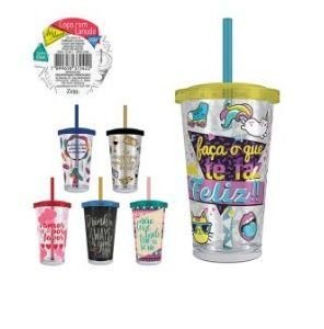 COPO C/ CANUDO  FRASES   650ML   ZEIN