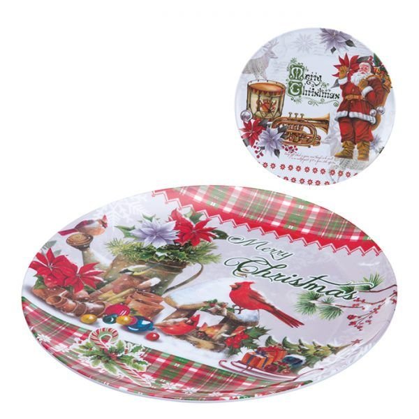 PRATO RASO MELAMINA DE NATAL 28 CM ZEIN Z401788