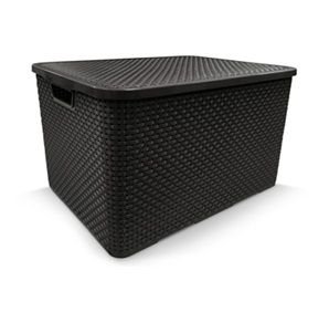ORGANIZADOR RATTAN  C/ TAMPA 15LT PRETO 34X18 ARQPLAST