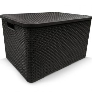 ORGANIZADOR RATTAN  C/ TAMPA 40LT PRETO 48X34X29  ARQPLAST