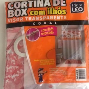CORTINA BOX VINIL RETANG.  CORAL  C/ ILHOS  PLASTLEO 640/D