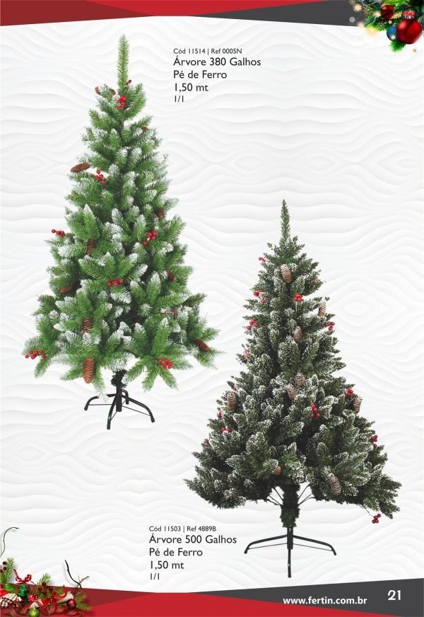 ARVORE NATAL VERDE 1,5M 380 GALHOS PE/FERRO FERTI F11514
