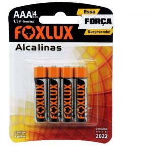 PILHA ALCALINA AA PEQUENA ( CART. C/ 4 )  FOXLUX  FX9501