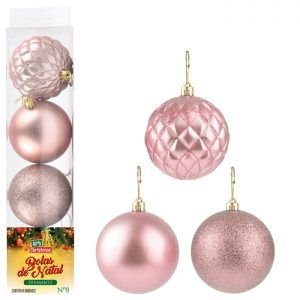 BOLA TB DIAMANTE 8CM (4 PCS) ROSE ZEIN Z428082