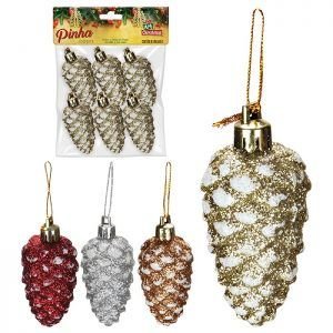 ENFEITE PINHA 8 X 3,5 CM C/ 6 PCS ZEIN Z400804