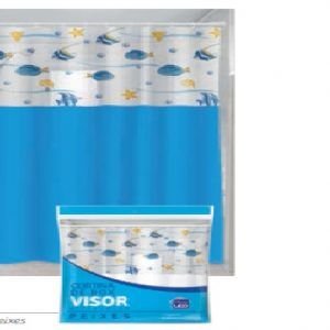 CORTINA BOX VINIL VISOR  PEIXES   1,35X 2MT PLAST LEO 620-D