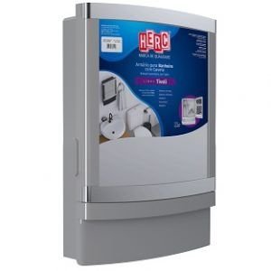 ARMARIO PVC P/BANHEIRO C/ GAVETA TIVOLI CINZA/CROMADO HERC