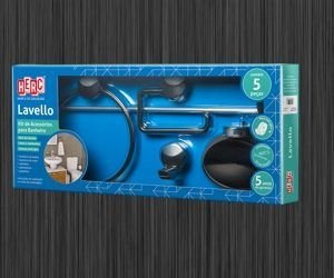 KIT P/BANHEIRO 5 PCS LAVELLO  PRETO C/CROMADO  HERC  4092