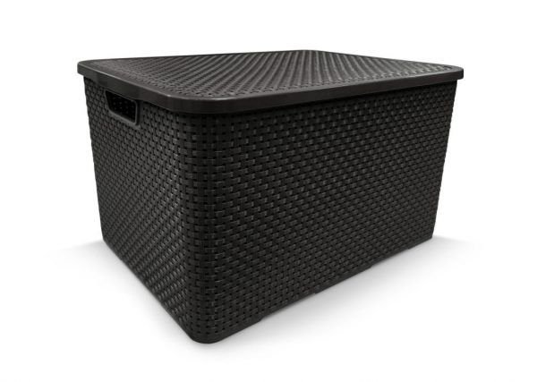 ORGANIZADOR RATTAN  C/ TAMPA 20T PRETO 42X29X20  ARQPLAST