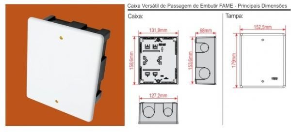 CAIXA DE PASSAGEM DE  EMBUTIR   FAME     F.24900