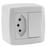INTERR. 1 TECLA SIMPLES + 1 TOMADA 20A SLIM BOX ILUM I.84201