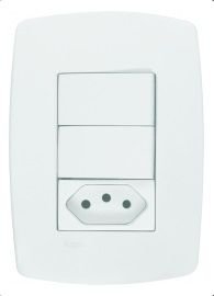 INTERR. 2 TECLAS C/ TOMADA 10A PEROLA RADIAL R803122