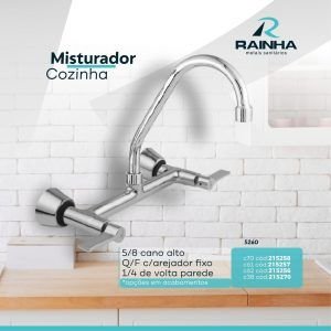 MISTURADOR 5/8 COZ Q/F CANO ALTO C/ AREJ 1/4 VOL PARE RAINHA