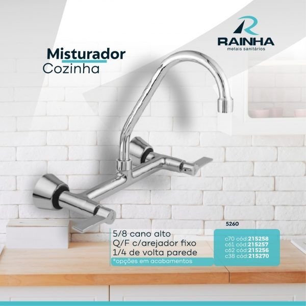 MISTURADOR 5/8 COZ Q/F CANO ALTO C/ AREJ 1/4 VOL PARE RAINHA