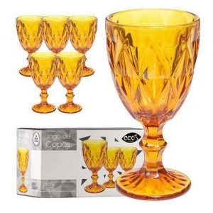 COPO DE VIDRO DIAMANTE 300 ML AMBAR (JG C/6) SK20003 SAKES