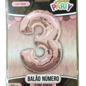BALAO NUMERAL ROSE N 3 40 CM KARIN