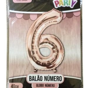 BALAO NUMERAL ROSE N 6 40 CM KARIN