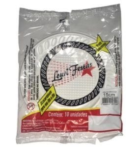 PRATO P/ BOLO BRANCO 15 CM C/ 10 KARIN