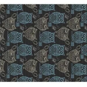 TAPETE TROPICAL  CORUJAS AZUL  0,43 X 15 MT  KAPAZI