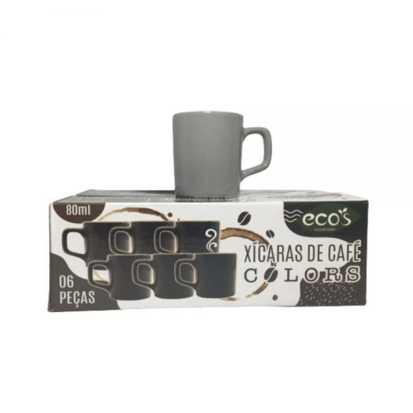 XICARA DE CAFE CINZA 80 ML (JG C/6) CAF2002 SAKES