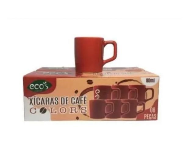 XICARA DE CAFE VERMELHO 80 ML (JG C/6) CAF2008 SAKES