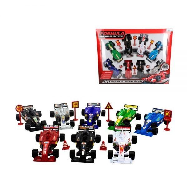 KIT CARRO CORRIDA FRICCAO C/ 8 ETITOYS
