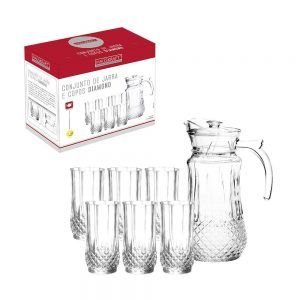 CONJUNTO JARRA C/ 6 COPOS DIAMOND HAUSKRAFT ETILUX